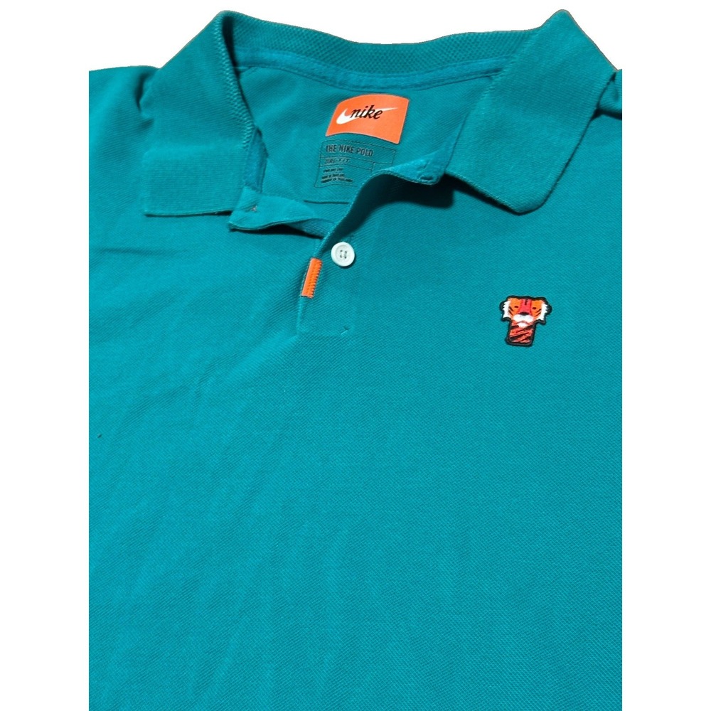 Nike Dri Fit Mens Large Golf Green Polo Shirt Tiger Woods Frank The Tiger Logo